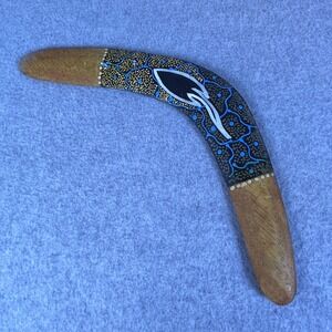Hand Painted Wooden Boomerang 14 In Kangaroo Dot‎ Art Aboriginal Style Decor